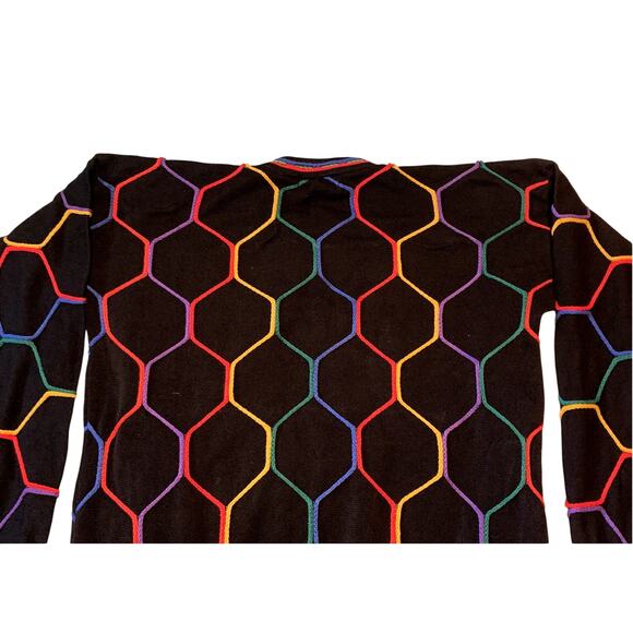 Tundra Canada Men Sweater Large Coogi Style Black Yellow Red Green Cotton - Picture 12 of 14